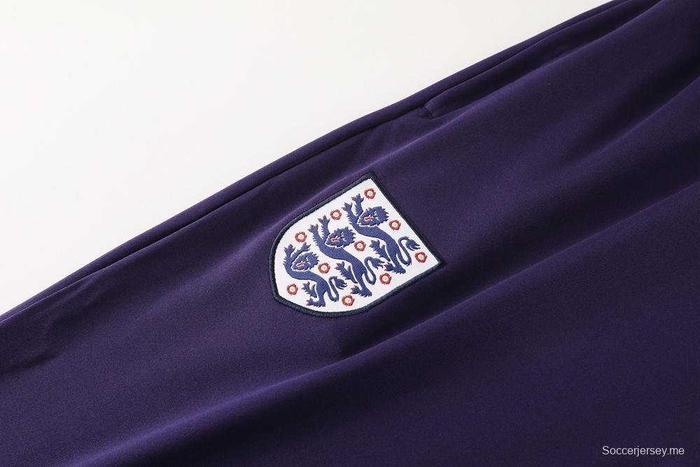 2025 إنجلترا 2025 جاكيت إنجليزي بنصف سحاب بنفسجي + بنطلون طويل