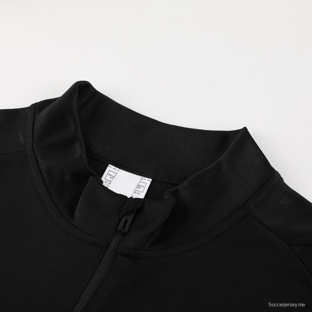 23/24 بايرن ميونخ أسود S-2XL أسود جاكيت نصف سحاب + بنطلون طويل + بنطلون طويل