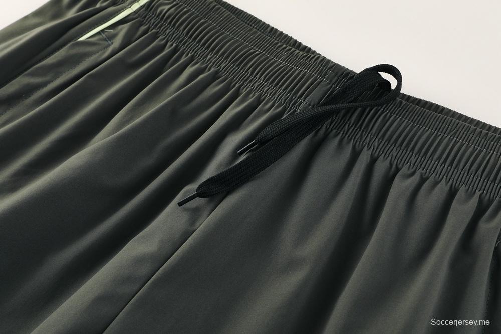 25/26 ريال مدريد جاكيت أخضر فاتح نصف سحاب أخضر + بنطلون طويل S-3XL