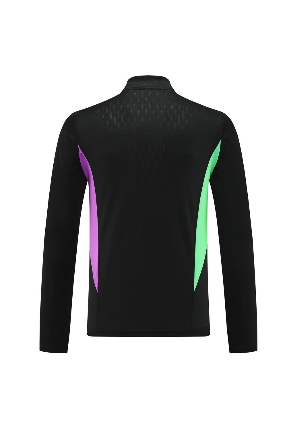 23/24 بايرن ميونخ أسود S-2XL أسود جاكيت نصف سحاب + بنطلون طويل + بنطلون طويل