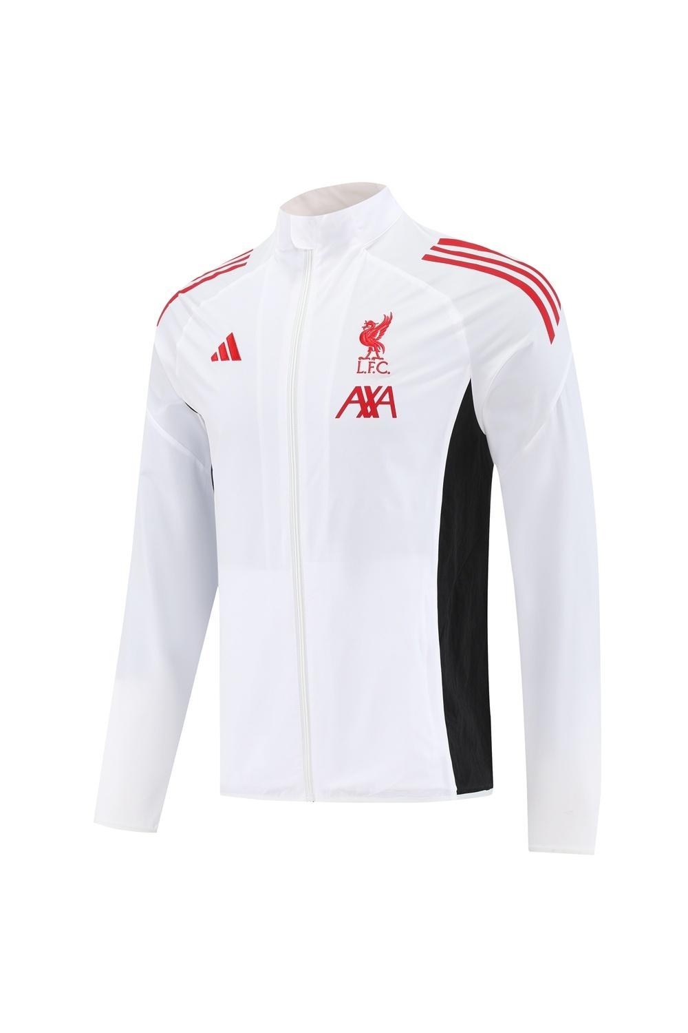 25/26 ليفربول أبيض S-2XL ليفربول سترة نصف سحاب + بنطلون طويل + أبيض S-2XL