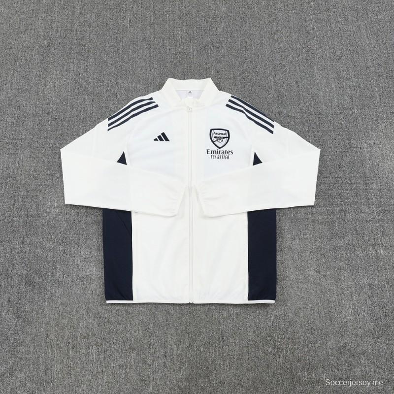 25/26 أرسنال أبيض S-2XL سترة نصف سحاب + بنطلون طويل + بنطلون طويل