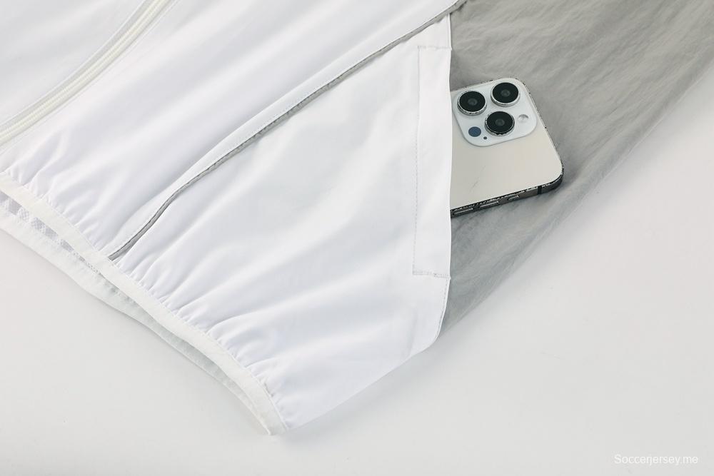 25/26 ريال مدريد جاكيت أبيض نصف سحاب + بنطلون طويل S-3XL