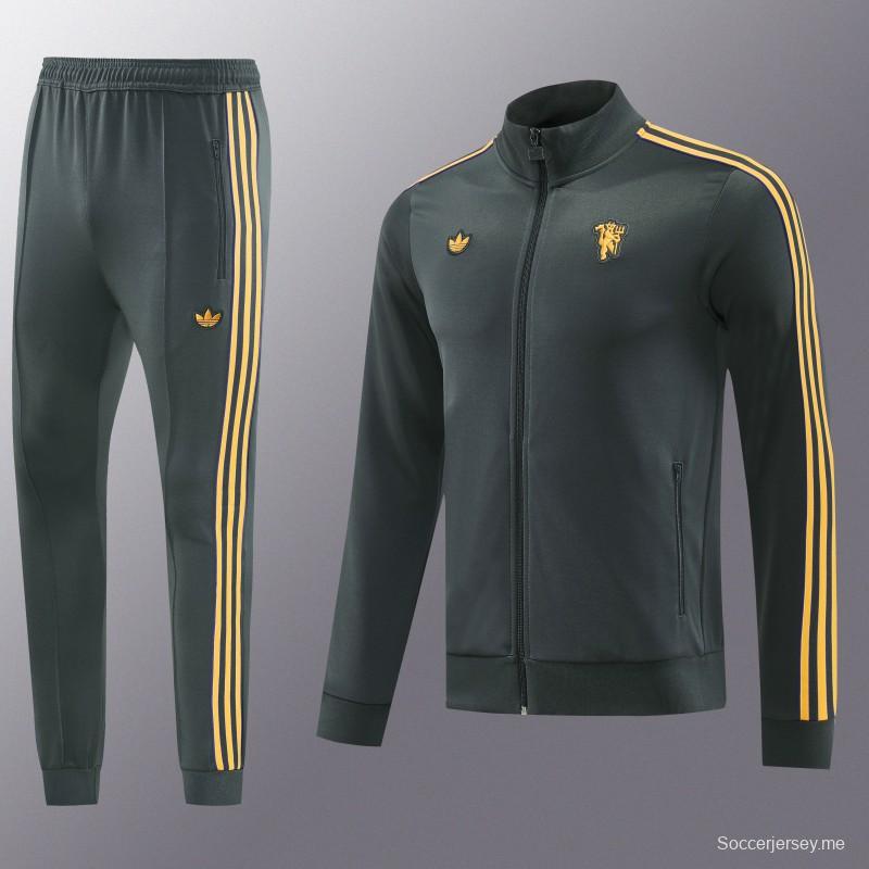 25/26 مانشستر يونايتد 08 رمادي غامق بنصف سحاب 25/26 مانشستر يونايتد + بنطال طويل S-2XL