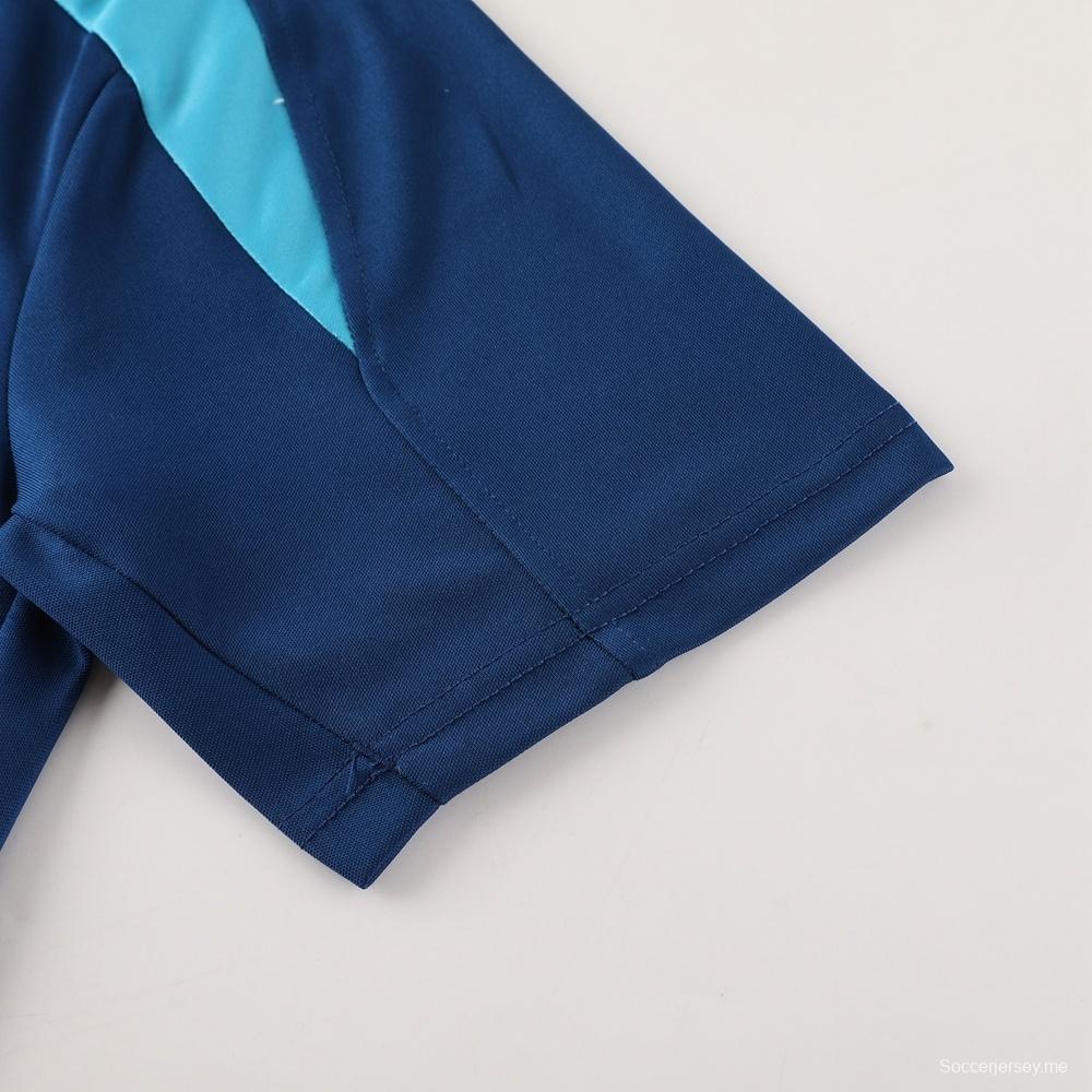2025 البرتغال 2025 أزرق ملكي بأكمام قصيرة أزرق + شورت كرة قدم قصير