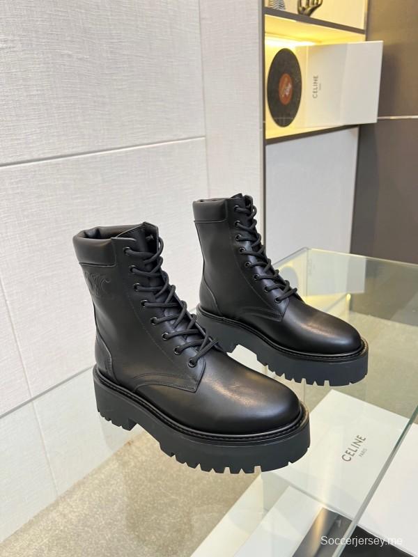 Celine BULKY TRIOMPHE Lace-Up Boots with Calfskin Upper - L Y00340