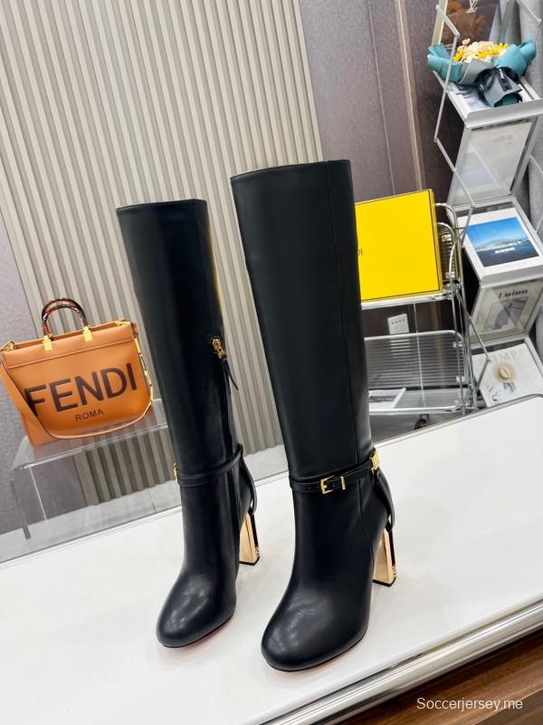 FENDI Delfina Round Toe Boots with FF Buckle - LY00520