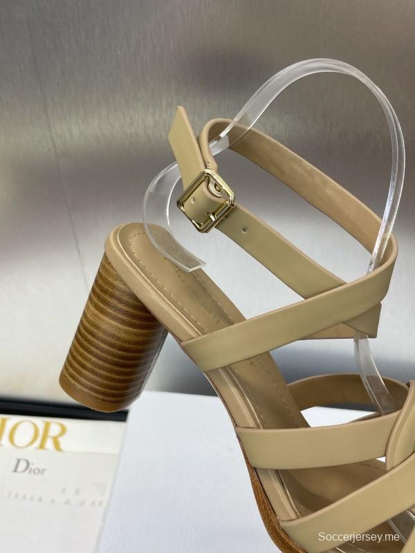 حذاء ديور D-Club D-Club جيلي ملون مجوف بحزام متقاطع ذو كعب عالٍ نسائي - KFY00290