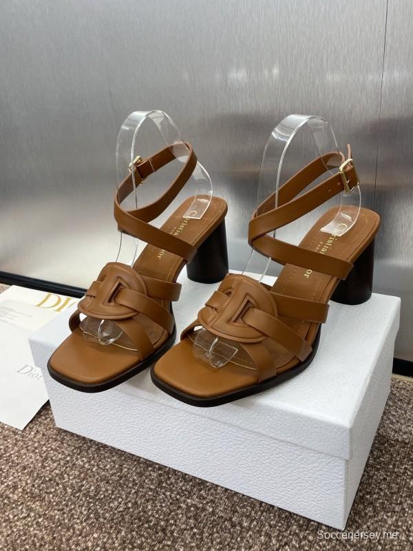 حذاء ديور D-Club D-Club جيلي ملون مجوف بحزام متقاطع ذو كعب عالٍ نسائي - KFY00290