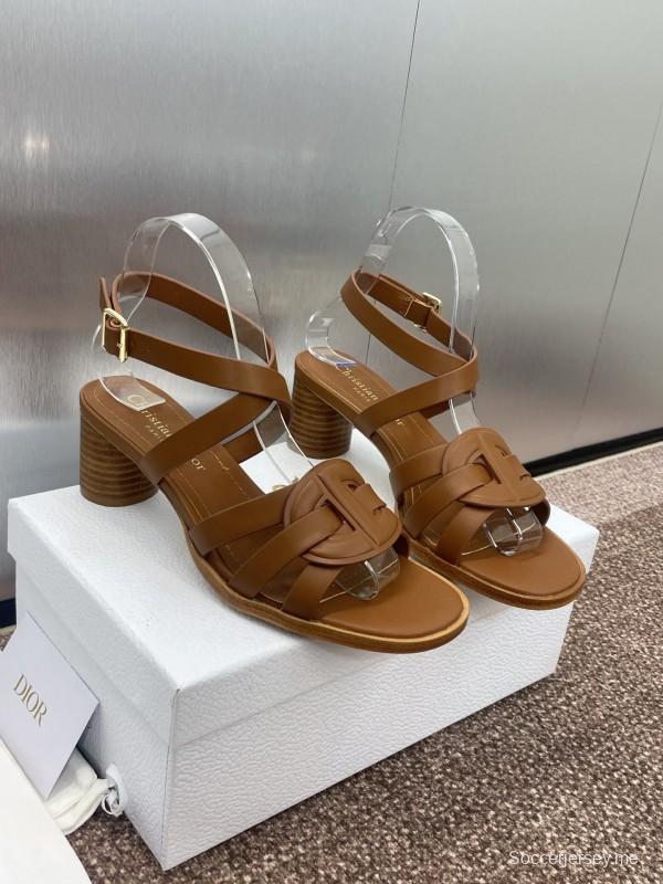 حذاء ديور D-Club D-Club جيلي ملون مجوف بحزام متقاطع ذو كعب متوسط للنساء - KFY00290