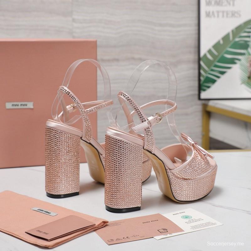 صندل بلينج سواروفسكي كريستال سواروفسكي بكعب 11.5 سم - KFY00340 من MIUMIU