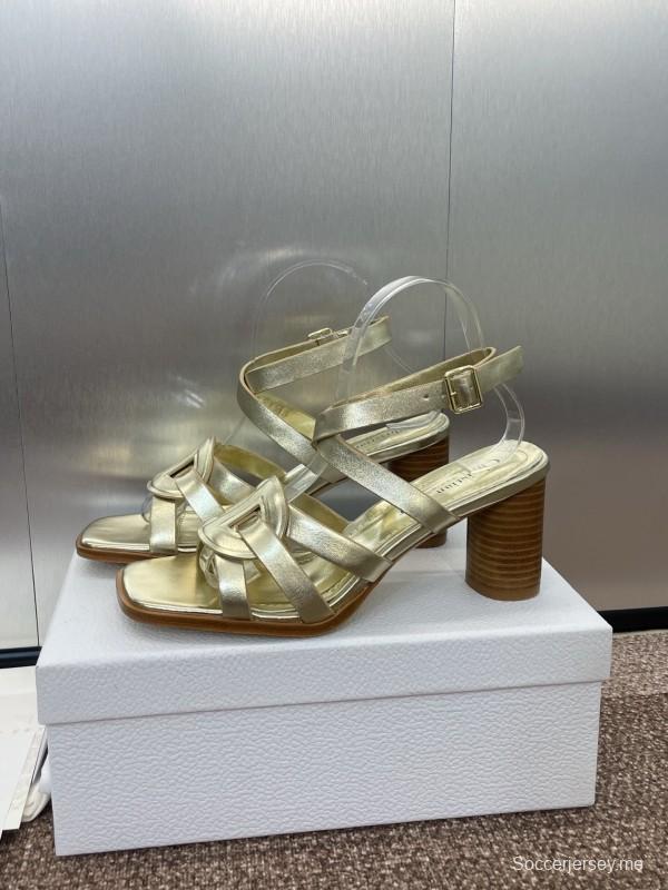 حذاء ديور D-Club D-Club جيلي ملون مجوف بحزام متقاطع ذو كعب عالٍ نسائي - KFY00290