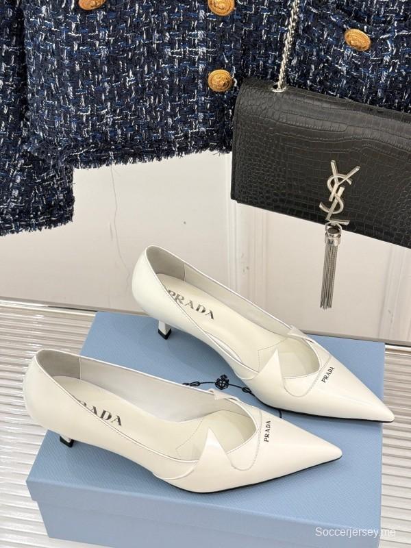 PRADA 2025/SS حذاء فردي بكعب مدبب من الأمام بكعب واحد - KFY00310