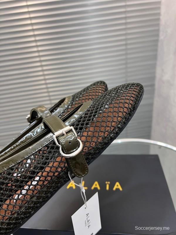 ALAIA 2025/SS صندل شبكي مسطح بلون جديد - KFY00270