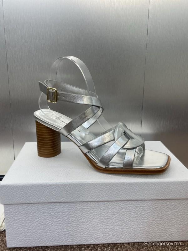 حذاء ديور D-Club D-Club جيلي ملون مجوف بحزام متقاطع ذو كعب عالٍ نسائي - KFY00290