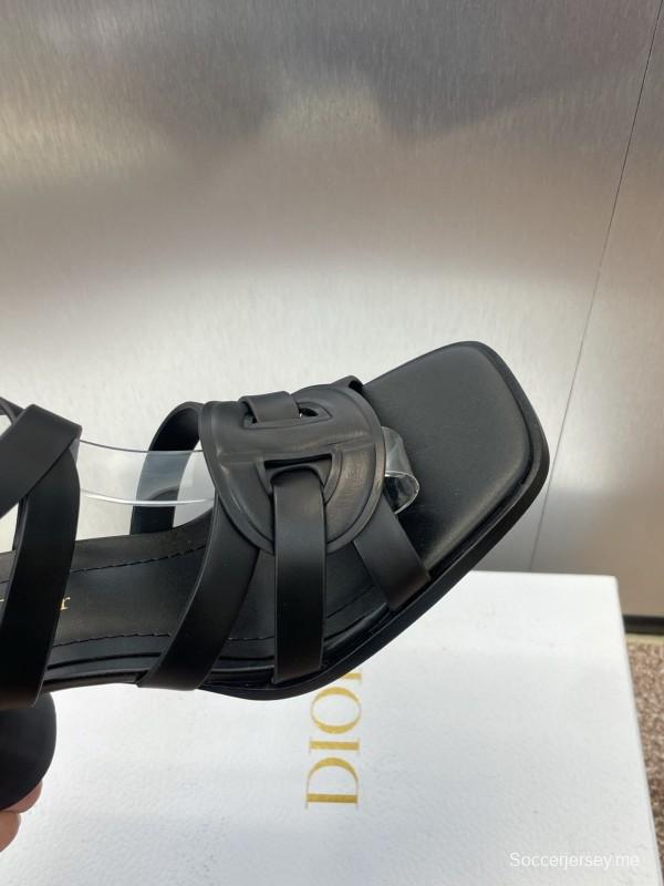 حذاء ديور D-Club D-Club جيلي ملون مجوف بحزام متقاطع ذو كعب عالٍ نسائي - KFY00290