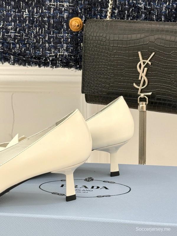 PRADA 2025/SS حذاء فردي بكعب مدبب من الأمام بكعب واحد - KFY00310