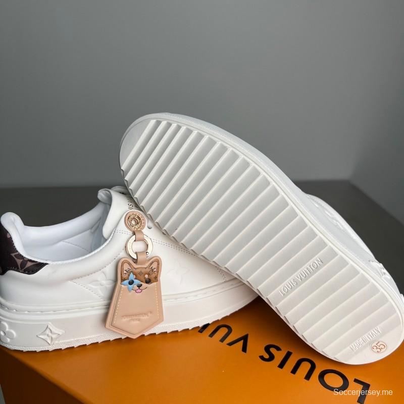 لويس فويتون تاكاشي موراكامي × LV Time Out Cherry Blossom Series من لويس فويتون حذاء رياضي مسطح منخفض من الجلد بمقدمة مستديرة - YC