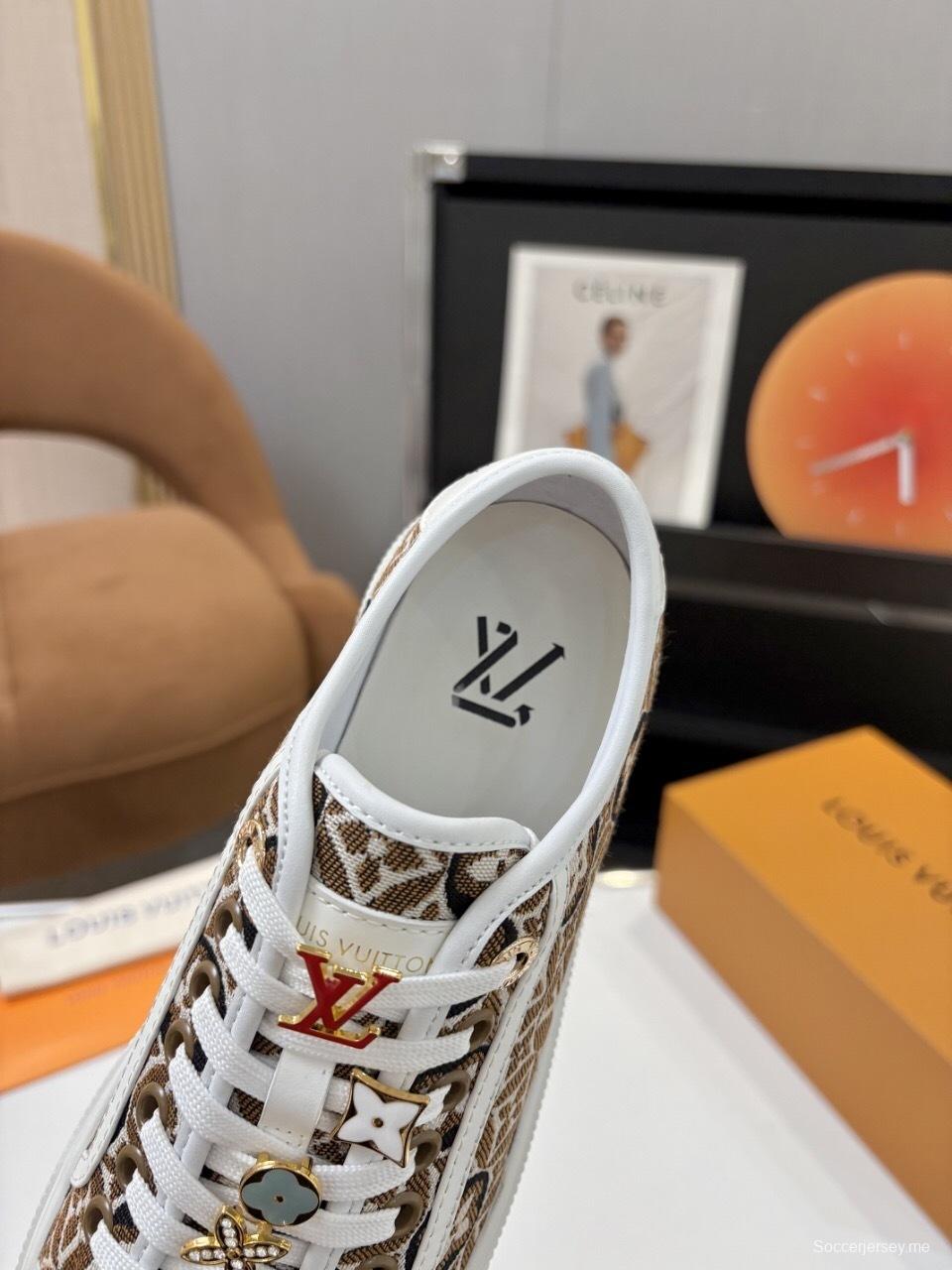 حذاء تزلج رياضي من سلسلة لويس فويتون لاجون بنعل سميك بنقشة الدنيم - AS00300