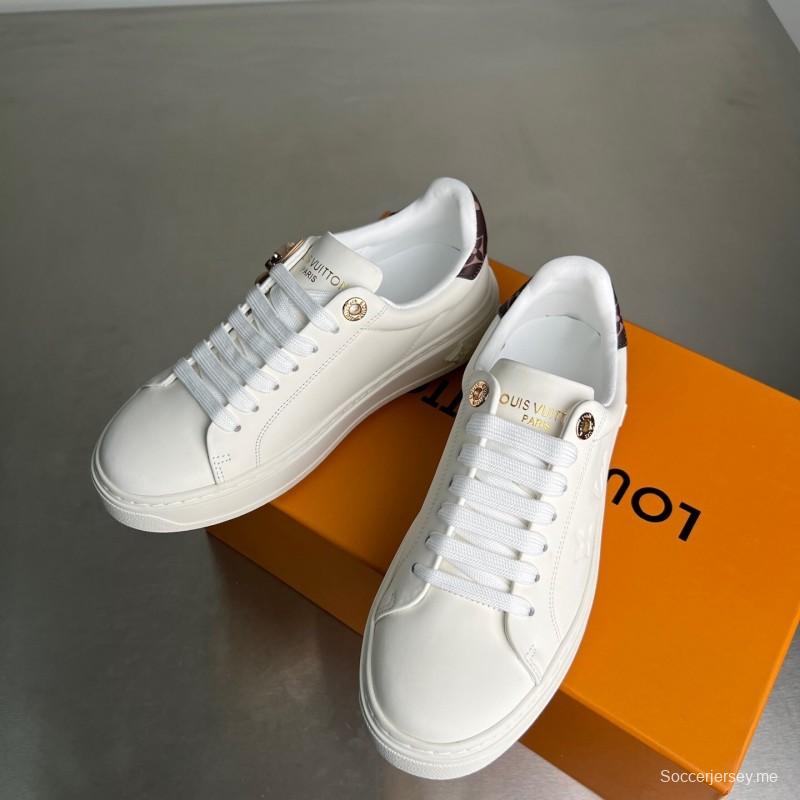 لويس فويتون تاكاشي موراكامي × LV Time Out Cherry Blossom Series من لويس فويتون حذاء رياضي مسطح منخفض من الجلد بمقدمة مستديرة - YC