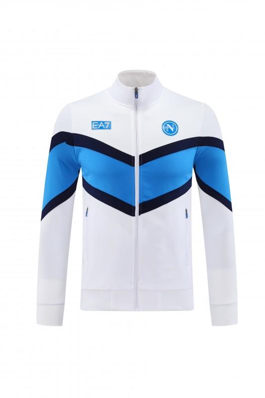 25/26 نابولي جاكيت أبيض بسحاب كامل + بنطلون طويل + بنطلون طويل