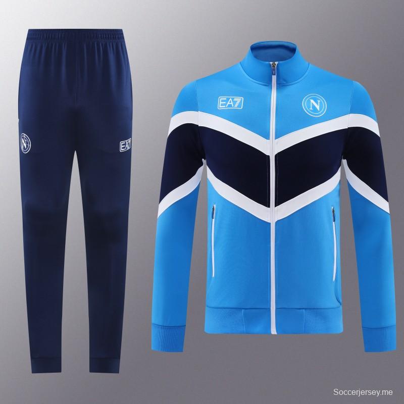 25/26 نابولي أزرق/أسود أزرق/أسود سترة بسحاب كامل + بنطلون طويل