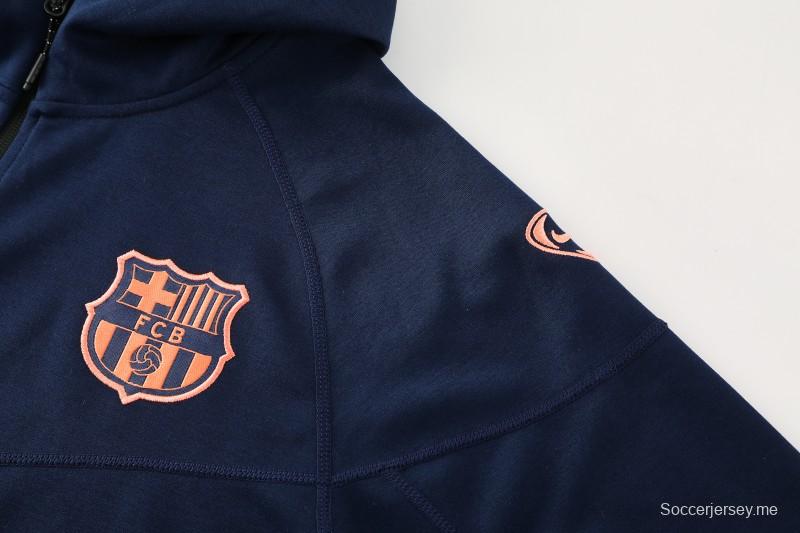 25/26 برشلونة 01 هودي أزرق ملكي بسترة زرقاء كاملة بسحاب + بنطال طويل