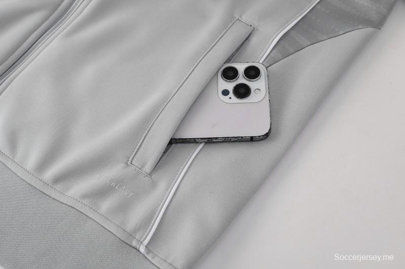 2025 أديداس 2025 جاكيت أديداس رمادي كامل بسحاب + بنطلون طويل