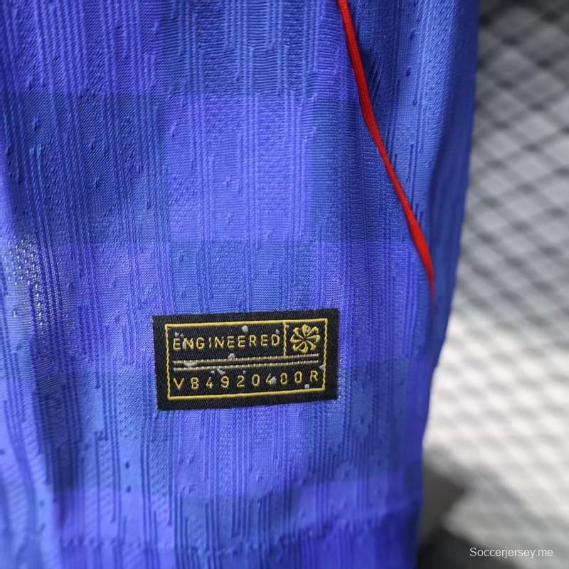 إصدار اللاعب 2026 قميص كرواتيا 2026 أزرق بنقشة رقعة الشطرنج الرقيقة