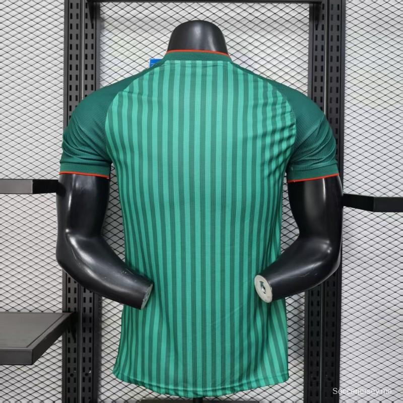 نسخة اللاعب 2026 قميص منتخب الجزائر 2026 أخضر اللون أخضر بنقشة خطوط عمودية