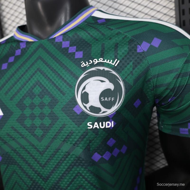 إصدار اللاعب 2026 قميص المنتخب السعودي 2026 أخضر اللون الأخضر بنقشة الماس الهندسية