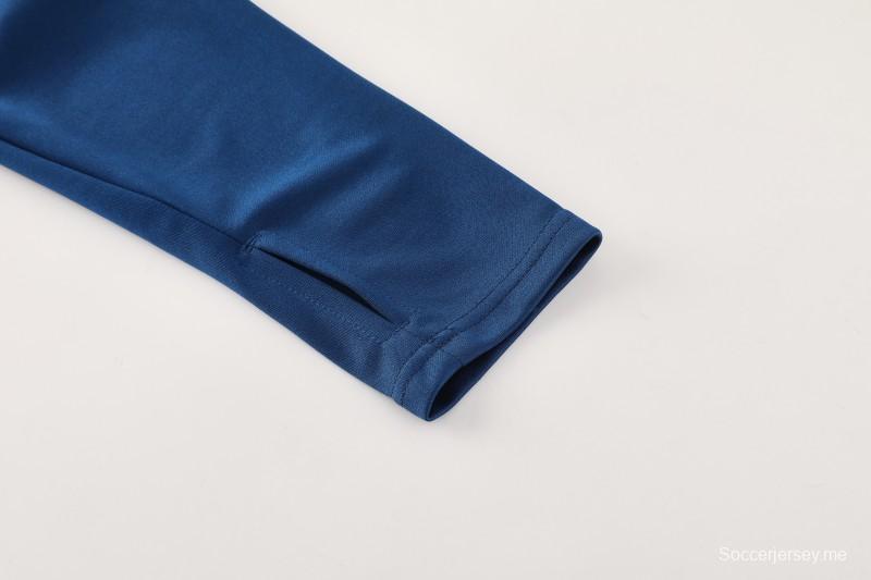 25/26 أديداس سترة رياضية بسحاب كامل أزرق كحلي + بنطلون طويل + سترة رياضية + بنطلون طويل