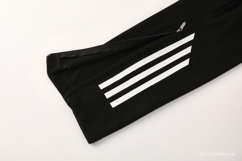 25/26 أديداس سترة رياضية بسحاب كامل رمادي فاتح + بنطلون طويل + أديداس 25/26