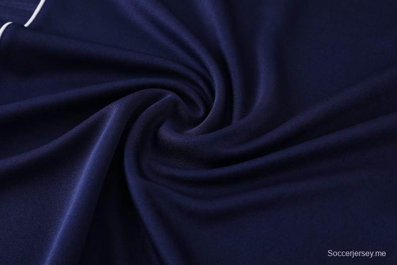 25/26 أديداس سترة رياضية بسحاب كامل أزرق كحلي + بنطلون طويل + سترة رياضية + بنطلون طويل