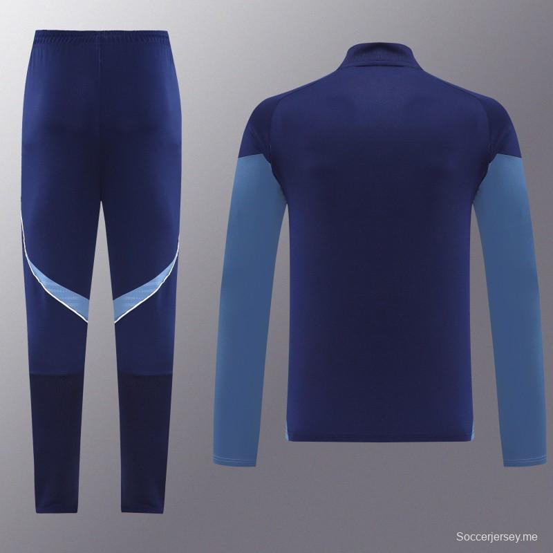 25/26 أديداس سترة رياضية بسحاب كامل أزرق كحلي + بنطلون طويل + سترة رياضية + بنطلون طويل