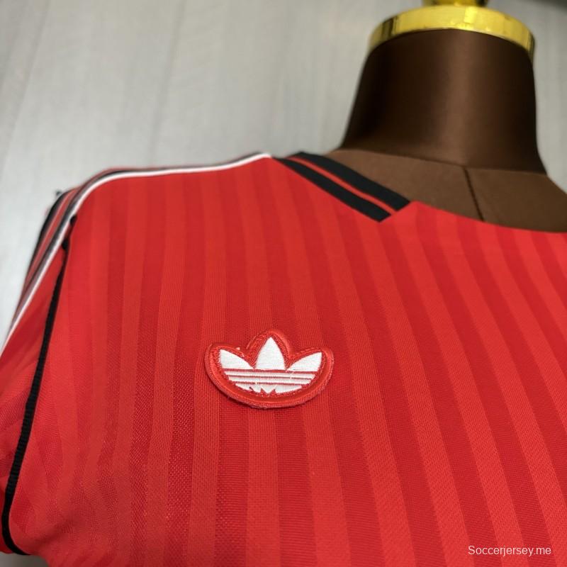 25/26 قميص نسائي فلامنكو ريترو أحمر اللون أحمر اللون