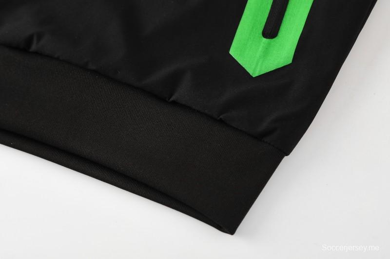 25/26 ريال بيتيس ريال بيتيس أبيض أسود أخضر سحاب كامل سترة رياضية + بنطلون طويل