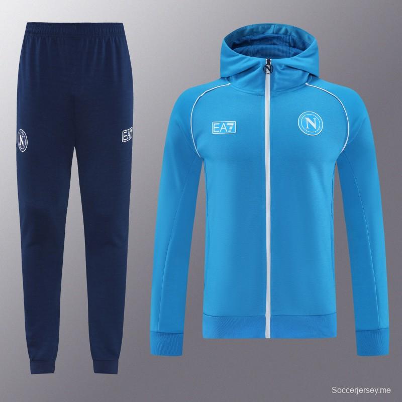 25/26 نابولي أزرق سماوي أزرق سحاب كامل سترة رياضية + بنطلون طويل