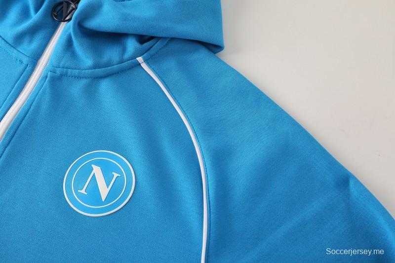 25/26 نابولي أزرق سماوي أزرق سحاب كامل سترة رياضية + بنطلون طويل