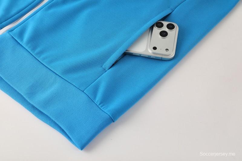 25/26 نابولي أزرق سماوي أزرق سحاب كامل سترة رياضية + بنطلون طويل