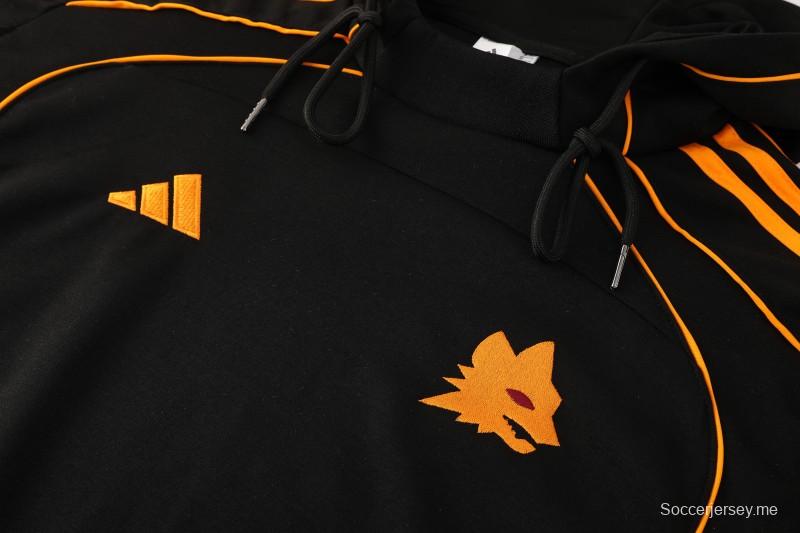 26/27 رومان: طقم رياضي أسود بغطاء للرأس وسحاب كامل + بنطال طويل