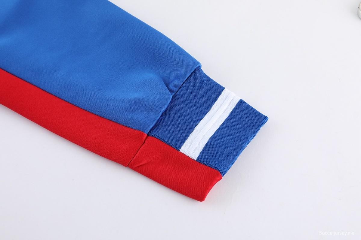 2026 سترة أديداس زرقاء بسحاب كامل + بنطال طويل أسود