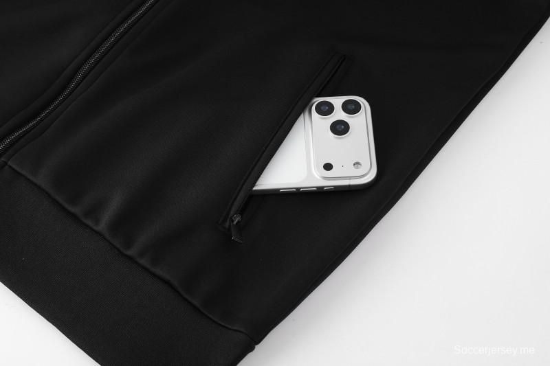 2026 سترة سوداء من أديداس بسحاب كامل + بنطال طويل