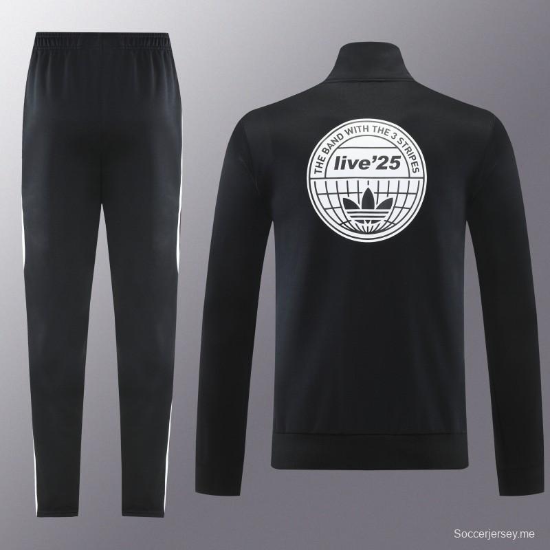 2026 سترة سوداء من أديداس بسحاب كامل + بنطال طويل