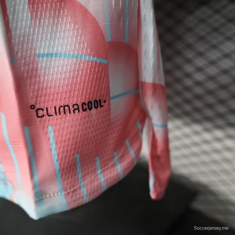 2026 نسخة اللاعبين بلجيكا قميص أبيض وردي خارج أرضها