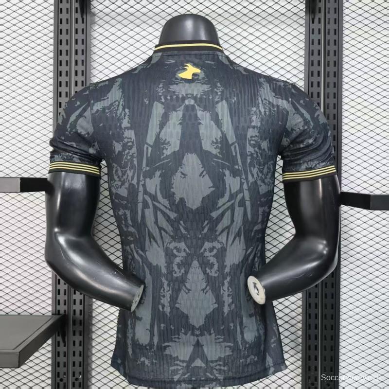 2026 نسخة اللاعبين البرتغال رمادي غامق مع نمط رسومي تجريدي قميص