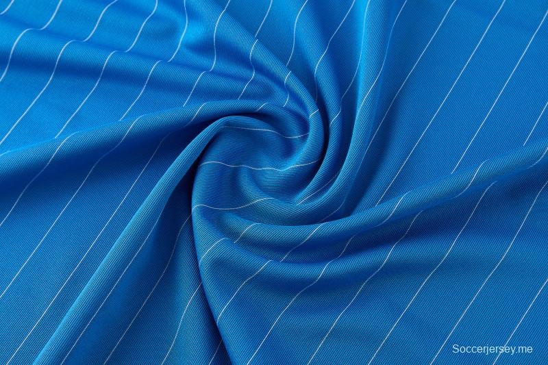 26/27 ريال مدريد  أزرق مخطط  قميص بأكمام قصيرة + شورت كرة قدم