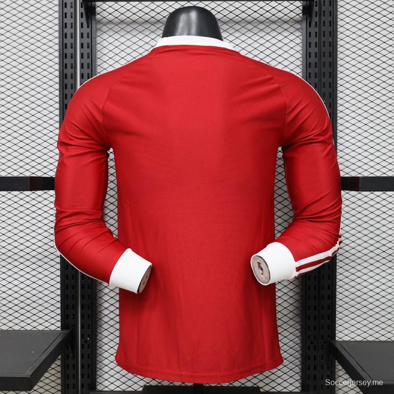 قميص لاعب مانشستر يونايتد الأحمر طويل الأكمام من طراز Adidas Originals Retro، الإصدار الخاص، نسخة 2026