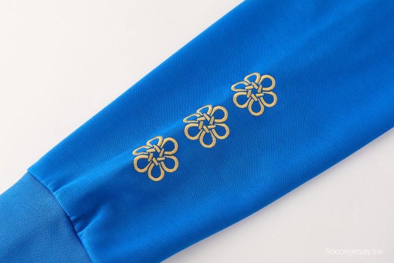 26/27 بدلة رياضية من ريال مدريد باللون الأزرق الملكي مع بلوزة بغطاء رأس + بنطال طويل