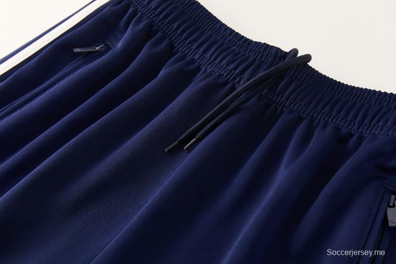 2026 سترة أديداس باللون الأزرق الداكن بسحاب كامل + بنطال طويل